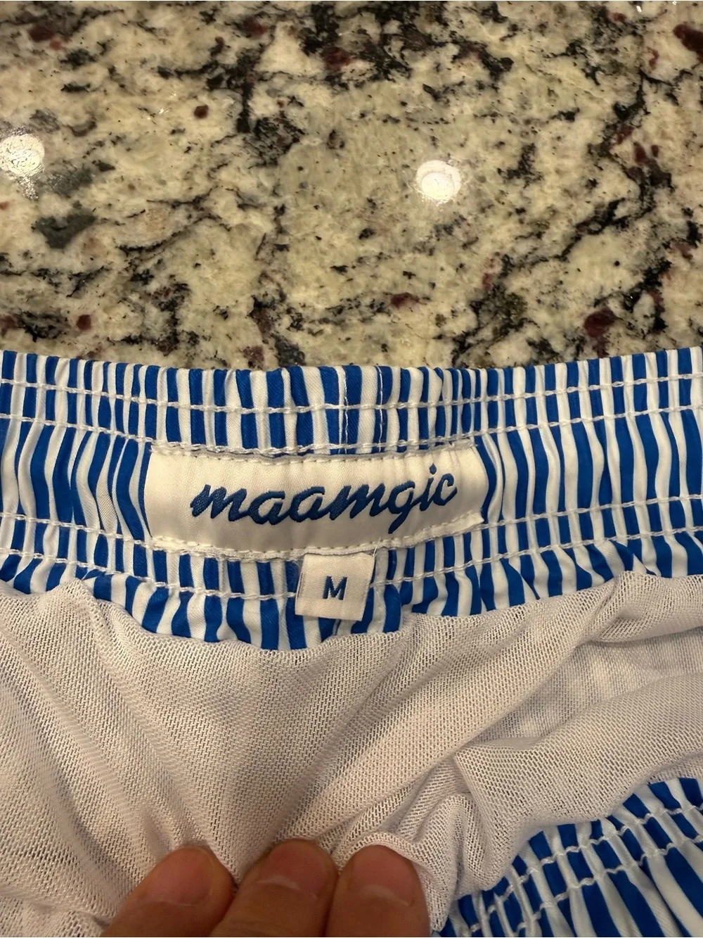 Striped Men’s Swim Trunks in Blue & White - Classic Beach Short